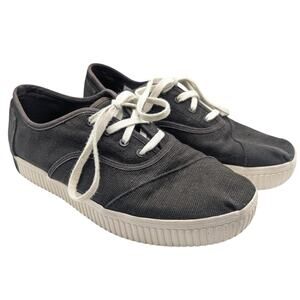 TOMS Cordones Boardwalk Black Canvas Lace Up Fashion Sneakers Women's Size 7.5
